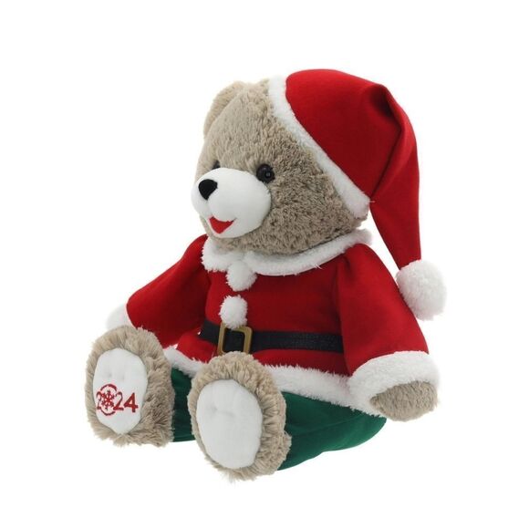 Set of 2 Christmas Holiday Time Snowflake 2024 Teddy Bear Tan, Girl & Boy 20" - Picture 3 of 15